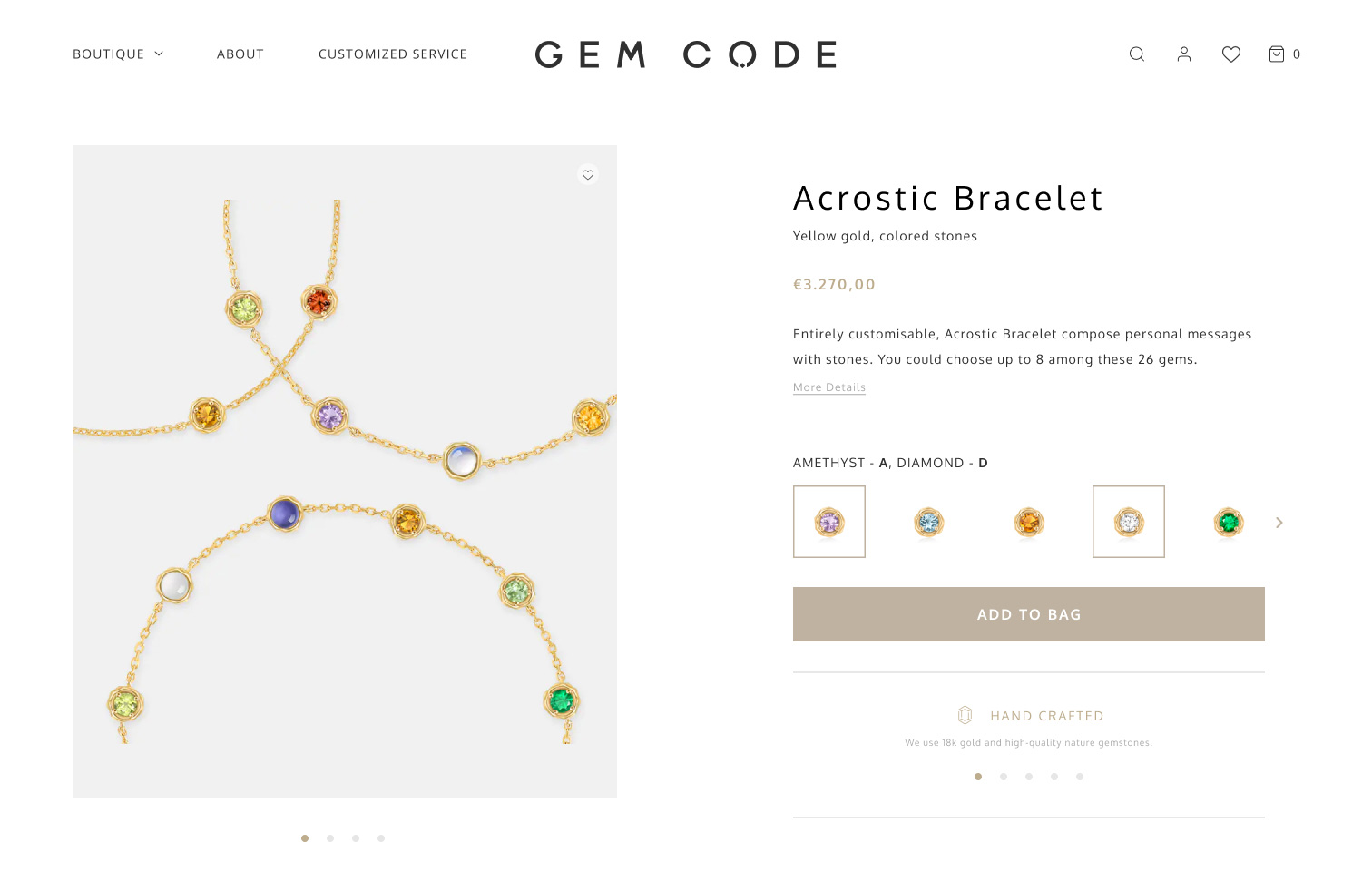 test of Acrostic Bracelet product page