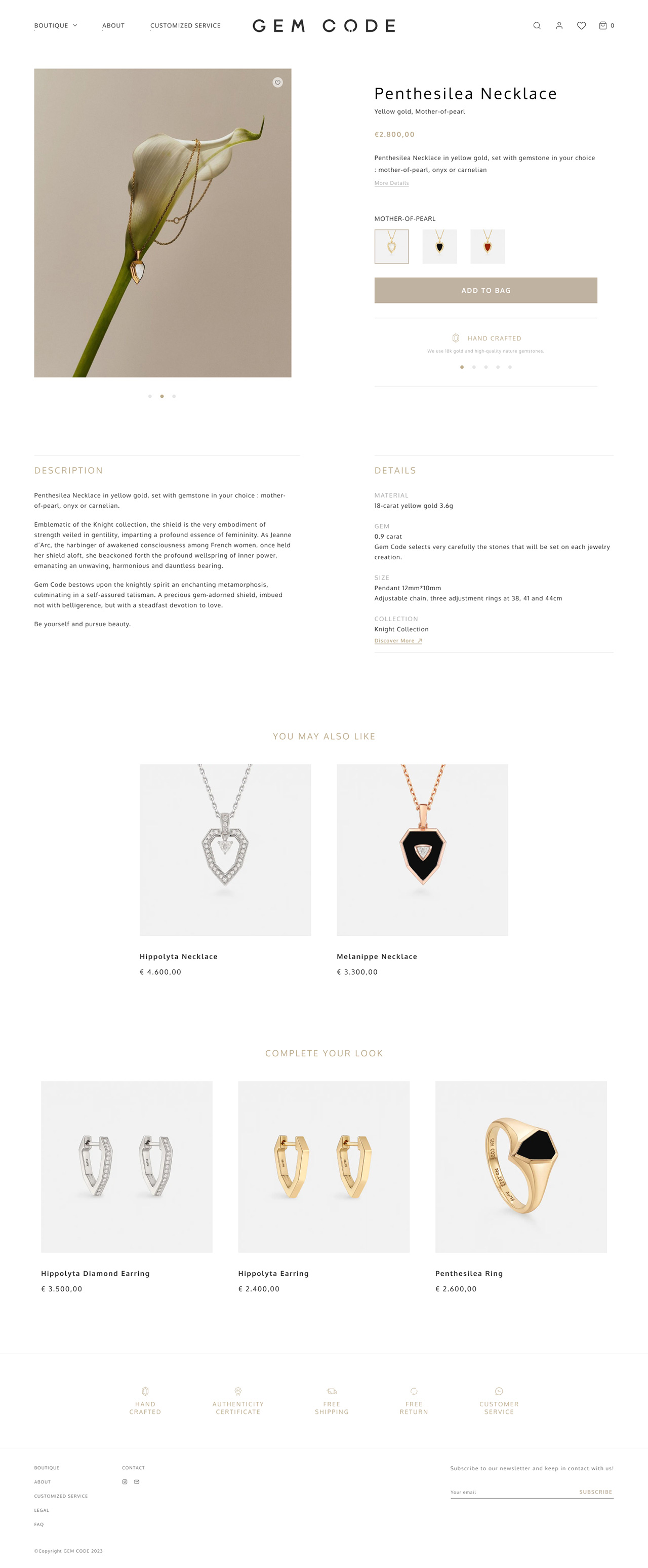 Product page of Gem Code Website